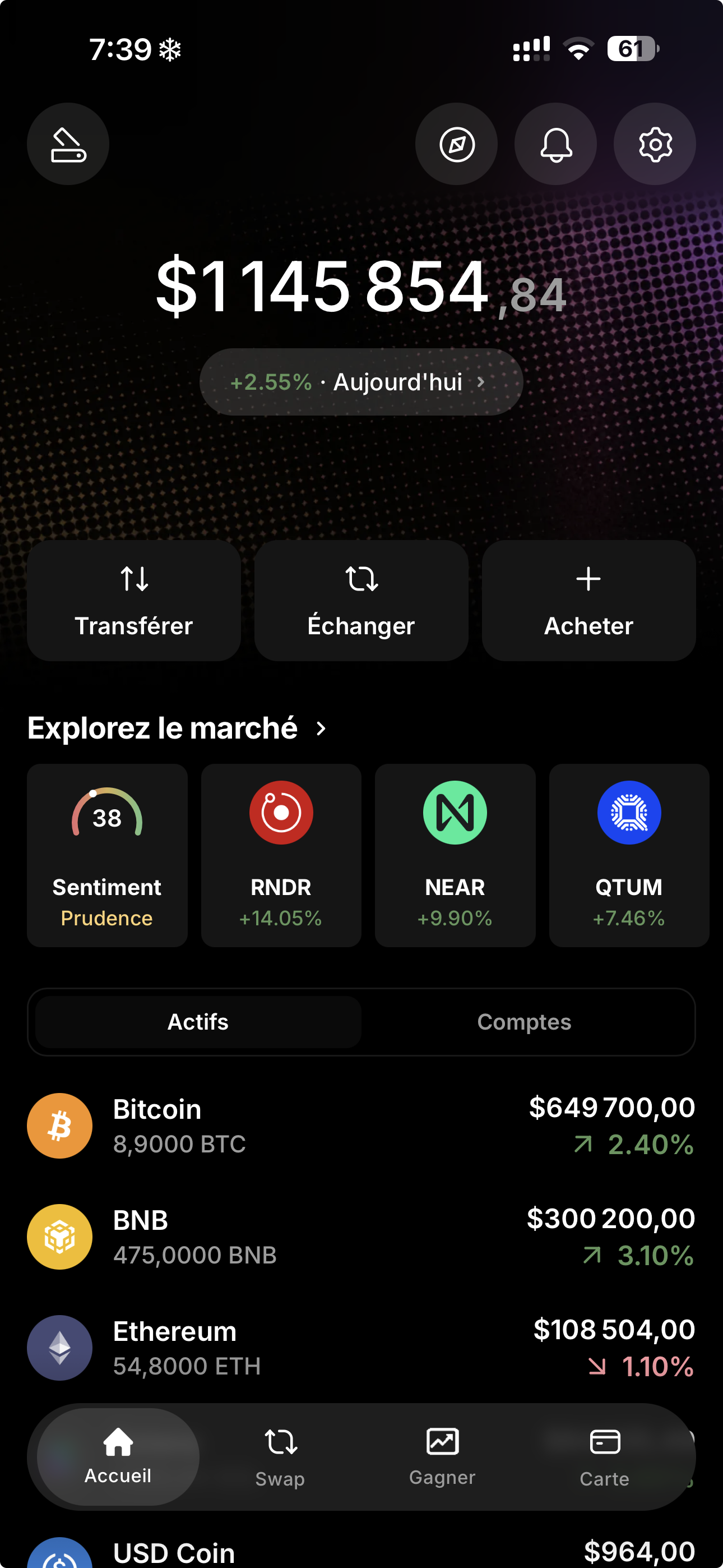 Pastewallet — réplique de l'écran portfolio Ledger Wallet